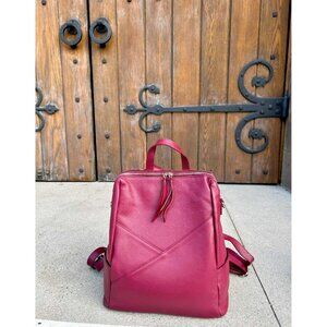 Ivan Troy Sama Bordeaux Women's Italian Leather Shoulder Bag Outdoor Backpack